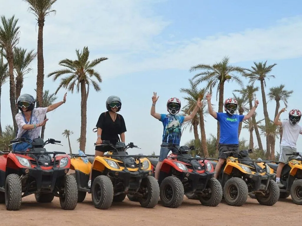 Experience an adrenaline-fueled quad biking adventure in Marrakech, riding across desert dunes, rocky trails, and palm groves with breathtaking views.