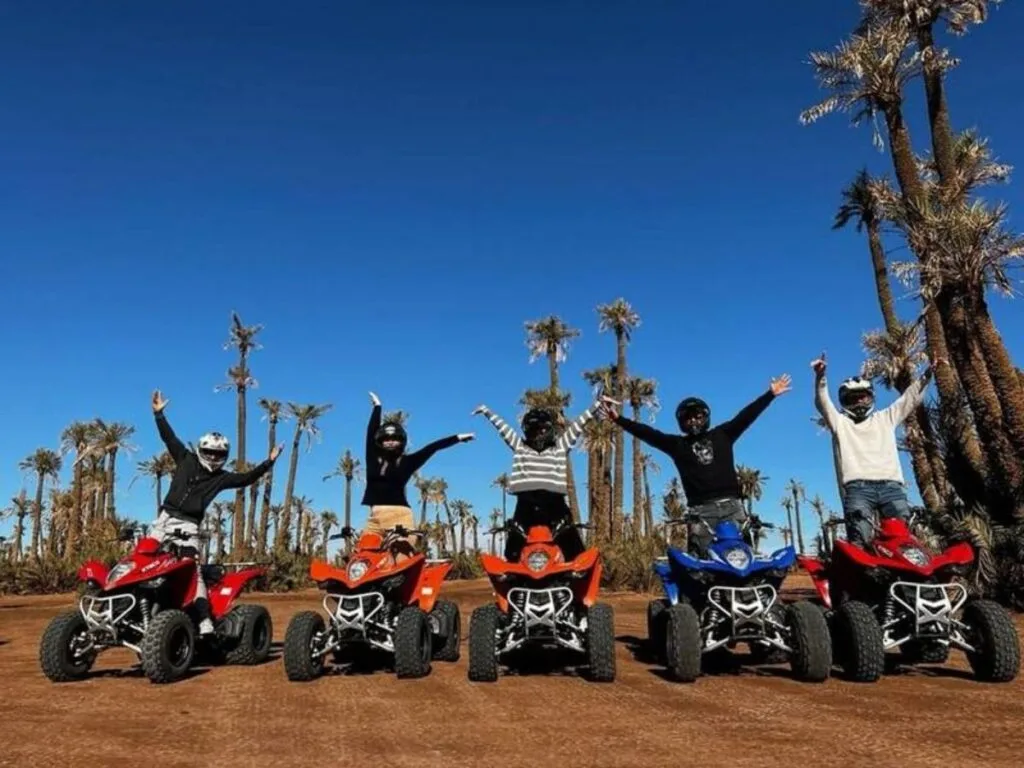 Experience an exciting quad tour in Marrakech, riding through desert trails, palm groves, and Berber villages for an unforgettable off-road adventure.